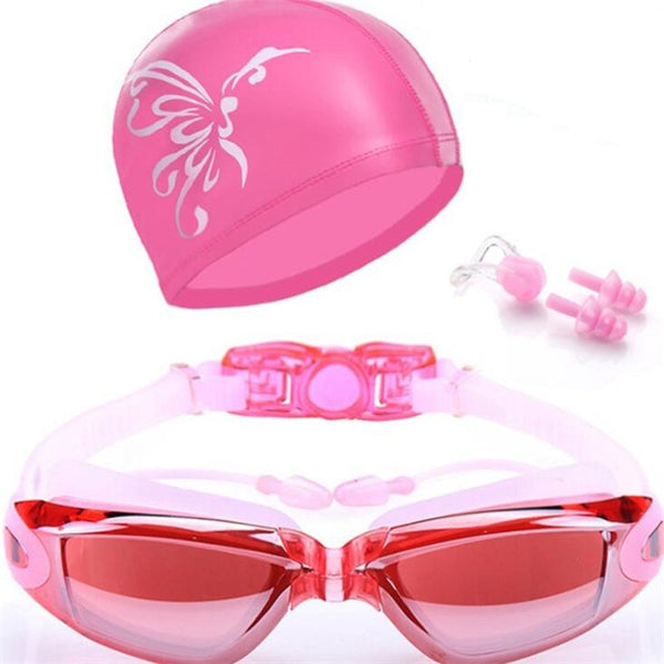 Swimming Accessories Waterproof Anti Fog Cap Set Goggles