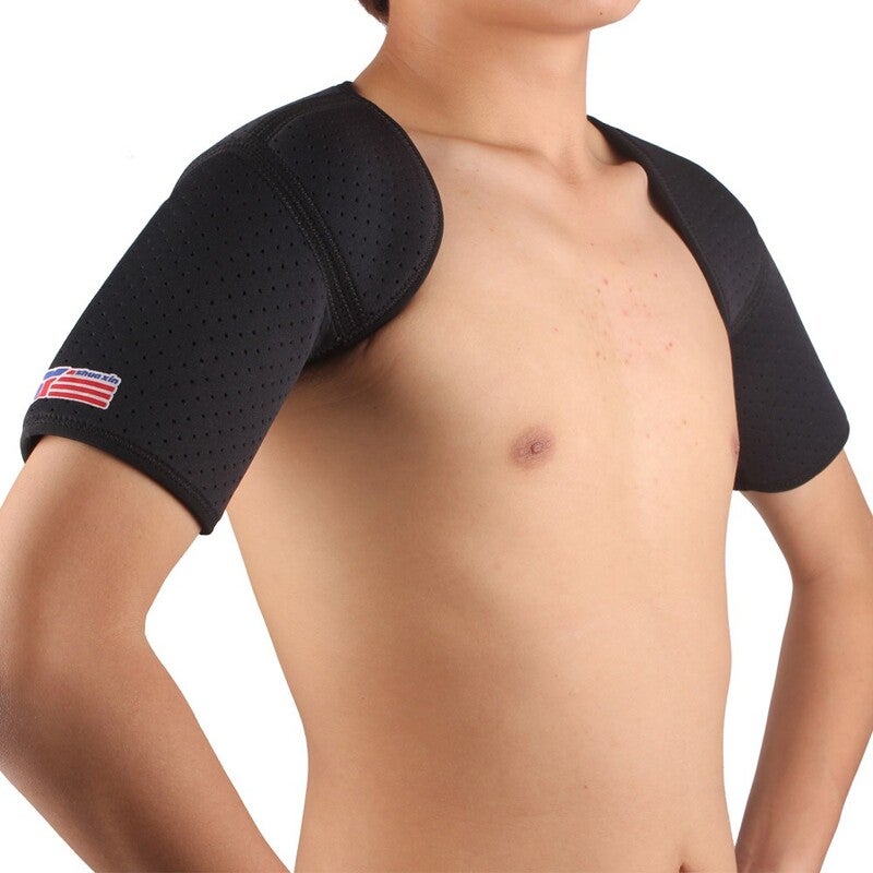 Sx641 Black Sports Double Shoulder Brace Support Strap Wrap Belt Band Pad Orthotics Braces & Sleeves