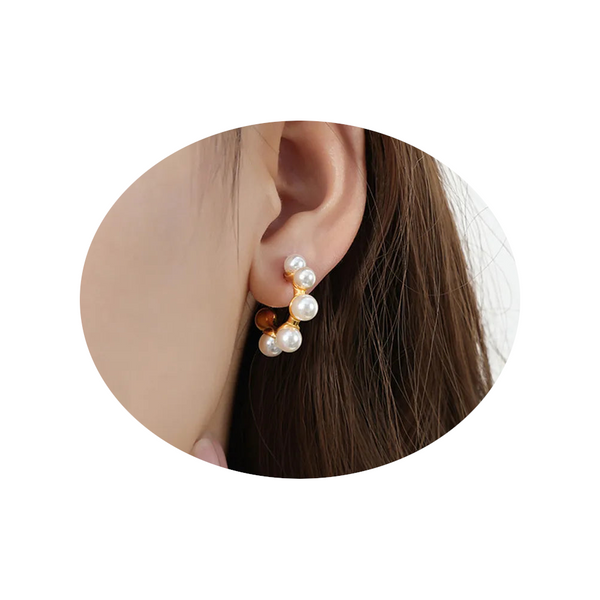 Synthetic Pearl 18K Gold Plated Earrings