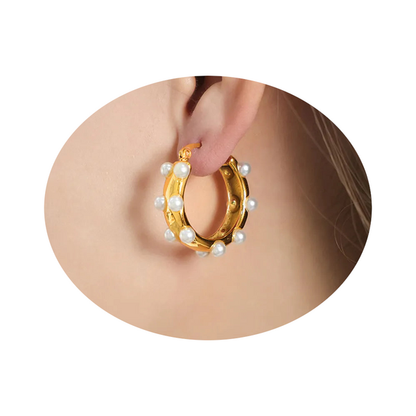 Synthetic Pearl 18K Gold Plated Earrings