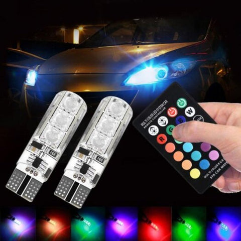 T10 5050 Smd Rgb Car Width Lamp Remote Control Dome Reading Light 2Pcs Light Bulbs