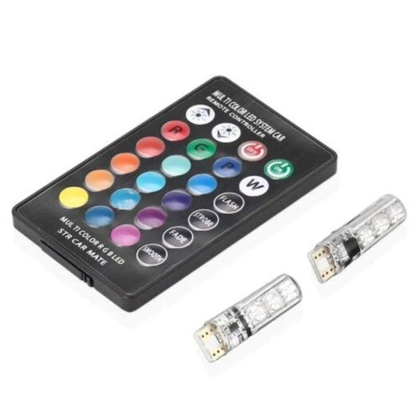 T10 5050 Smd Rgb Car Width Lamp Remote Control Dome Reading Light 2Pcs Light Bulbs