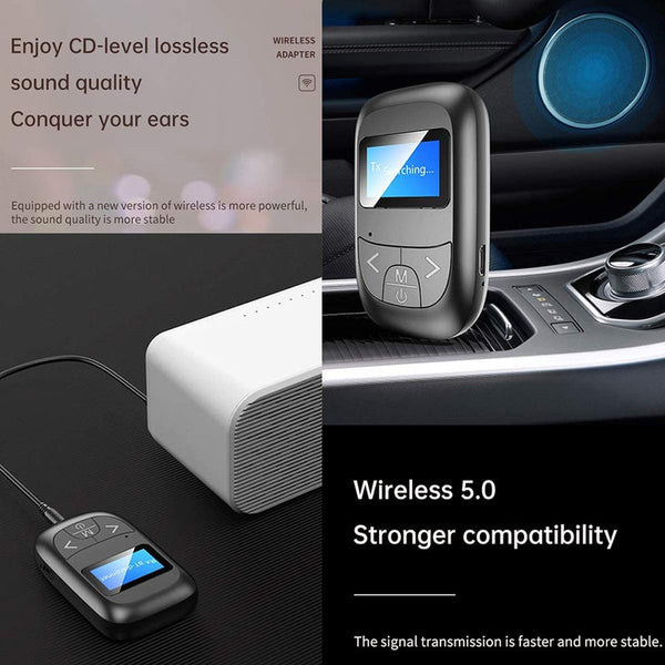 T14 Bluetooth 5.0 Audio Transmitter Receiver Adapter With Led Display 3.5Mm Aux Usb Stereo Music Wireless
