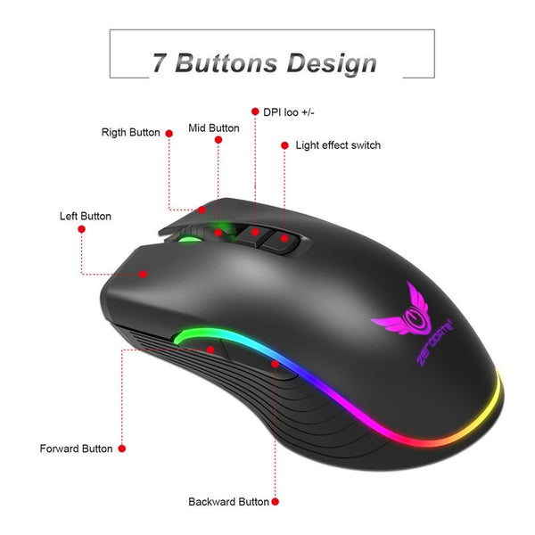 T26 2.4G Wireless Type C Fast Charge Mice 2400Dpi 7 Keys Eergonomic Optical Rgb Light Gaming Mouse For Pc Laptop Mice Trackballs & Touchpads