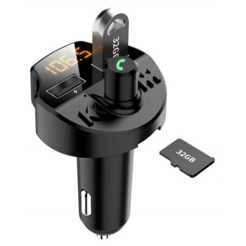 T66 Bluetooth Fm Transmitter 5.0 Car Mp3 Player Noise Reduction Tf Card Hands Free Dual Usb Charger