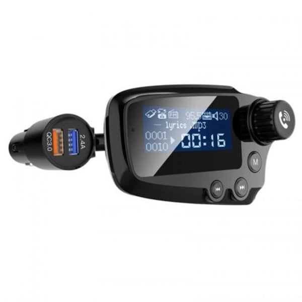 T91 Bluetooth 5.0 Car Handsfree Fm Transmitter Aux Audio Receiver Mp3 Player Qc3.0 Fast Charge With 1.8 Inch Lcd Screen Black Transmitters