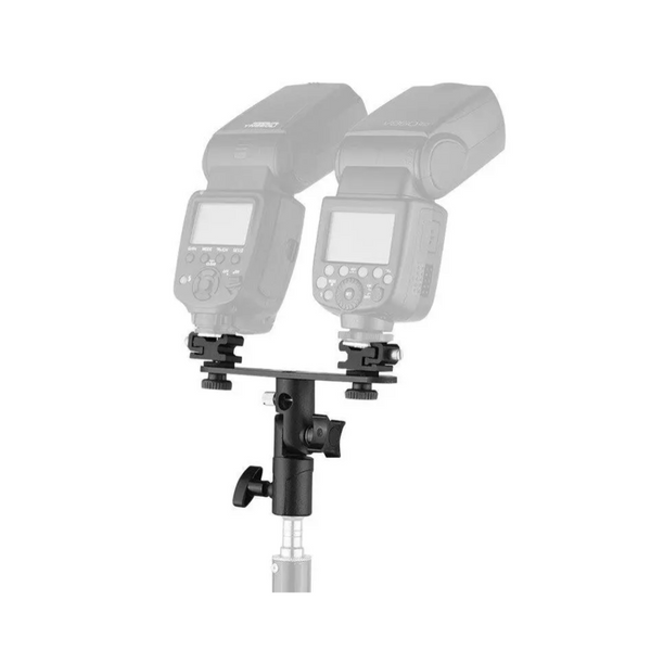 T Shaped Dual Flash Bracket Speedlite Stand Black Flash Brackets