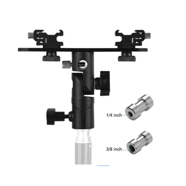 T Shaped Dual Flash Bracket Speedlite Stand Black Flash Brackets