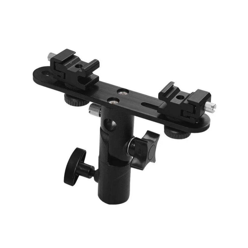 T Shaped Dual Flash Bracket Speedlite Stand Black Flash Brackets