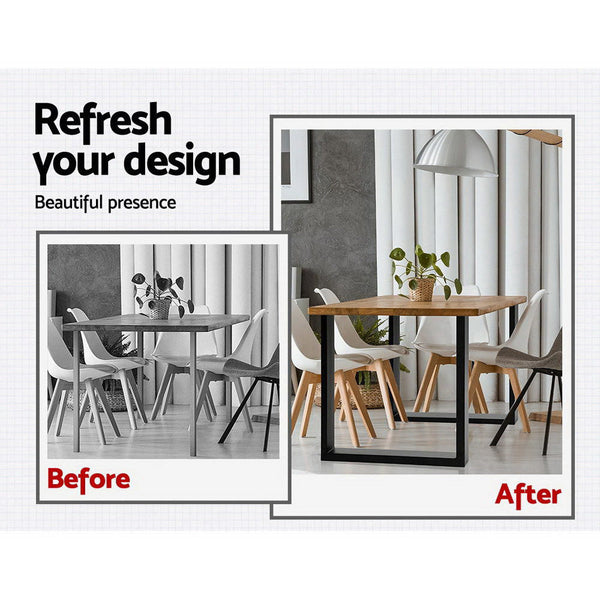 Artiss 2X Coffee Steel Bench Metal Box Shape 710Mm Dining Table Legs