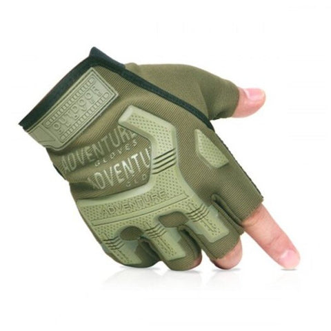 Tactical Anti Slip Half Finger Gloves For Outdoor Sports Army Green