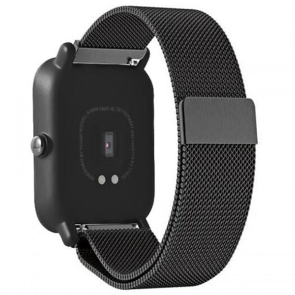 20Mm Magnetic Mesh Watch Belt For Amazfit Youth Bit Jet Black Watch Bands