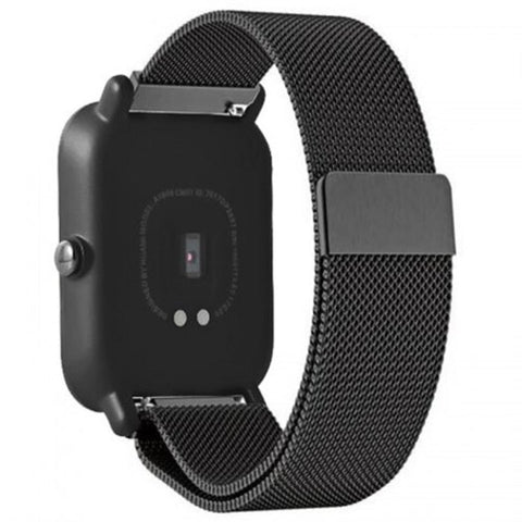 20Mm Magnetic Mesh Watch Belt For Amazfit Youth Bit Jet Black Watch Bands