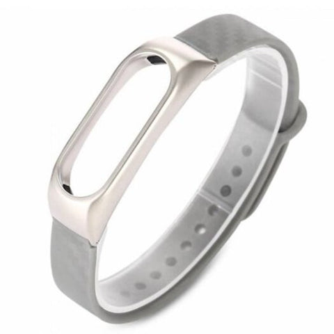 Alloy Shell Metal Tpe Rubber Wrist Strap For Xiaomi Mi Band 2 Gray