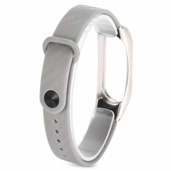 Alloy Shell Metal Tpe Rubber Wrist Strap For Xiaomi Mi Band 2 Gray