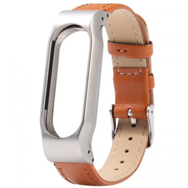 Buckle Metal Replacement Watch Strap For Xiaomi Mi Band 2 Brown