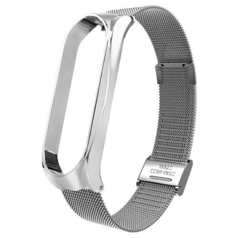 Buckle Type Metal Mesh Belt Replacement Strap For Xiaomi Band 4 Silver
