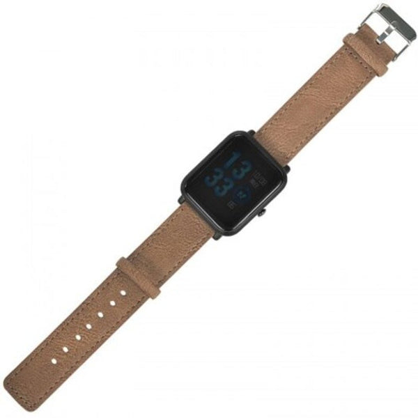 Retro Leather Watch Strap For Amazfit Bip Youth Edition Brown