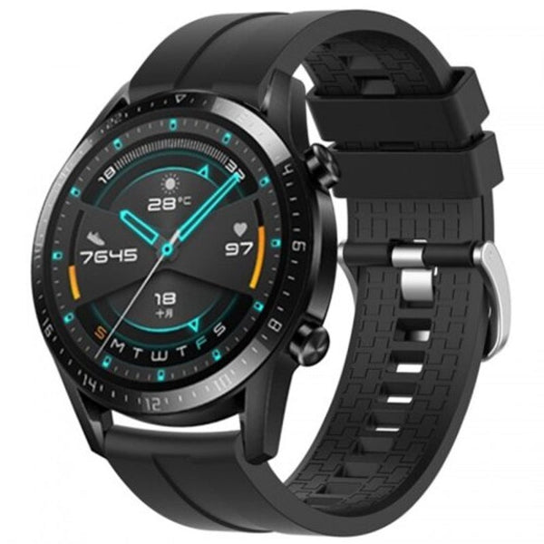 Silicone Replacement Wristband Watch Strap For Huawei Gt 2 Smartwatch 46Mm Black Watch Bands