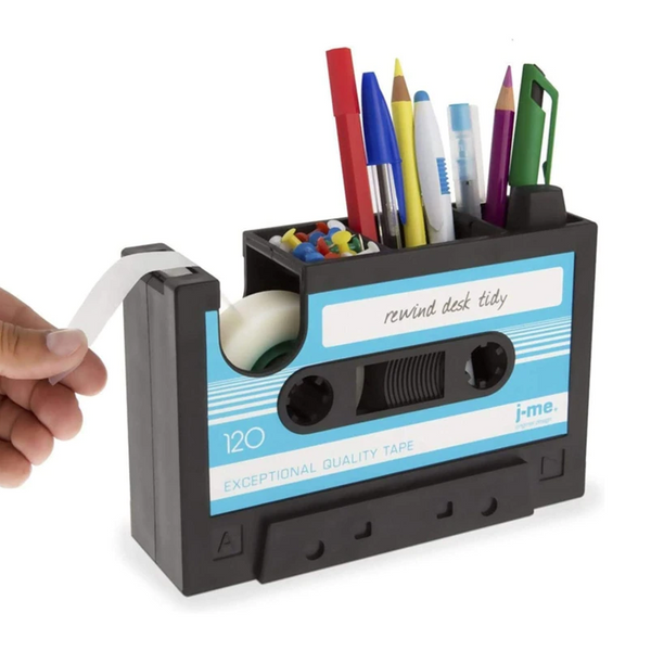 Home Cassette Tape Dispenser Pen Holder Stationery Storage Container Blue Storage Boxes