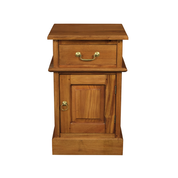 Tasmania 1 Solid Door Drawer Bedside (Light Pecan) Bedside Tables