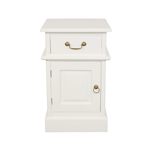 Centrum Furniture Tasmania 1 Solid Door Drawer Bedside (White) Bedside Tables