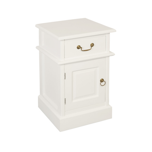 Centrum Furniture Tasmania 1 Solid Door Drawer Bedside (White) Bedside Tables