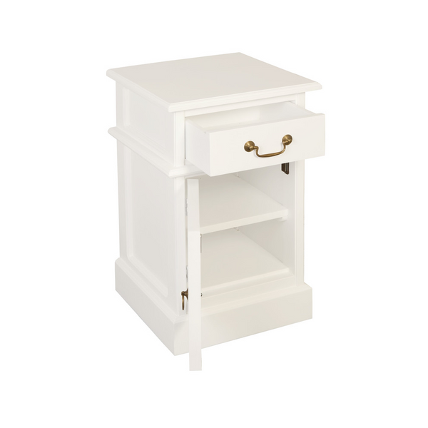 Centrum Furniture Tasmania 1 Solid Door Drawer Bedside (White) Bedside Tables