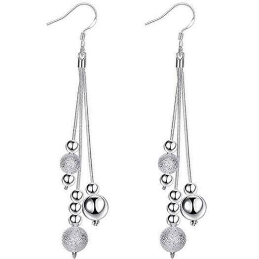 Veile Studios Tassel Sterling Silver Bead Dangling Drop Earrings