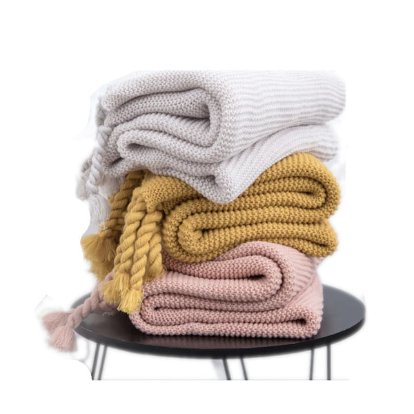 Long Tassel Knitted Blanket Throw Blankets