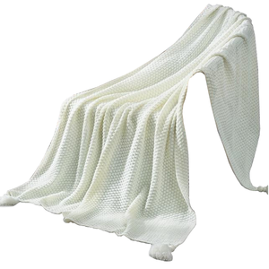 Tasseled Knit Throw Blanket Home Decor