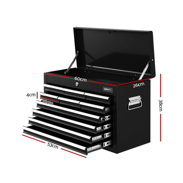 Giantz 10 Drawer Tool Box Chest Cabinet Garage Storage Toolbox Black Tool Cabinets & Cupboards