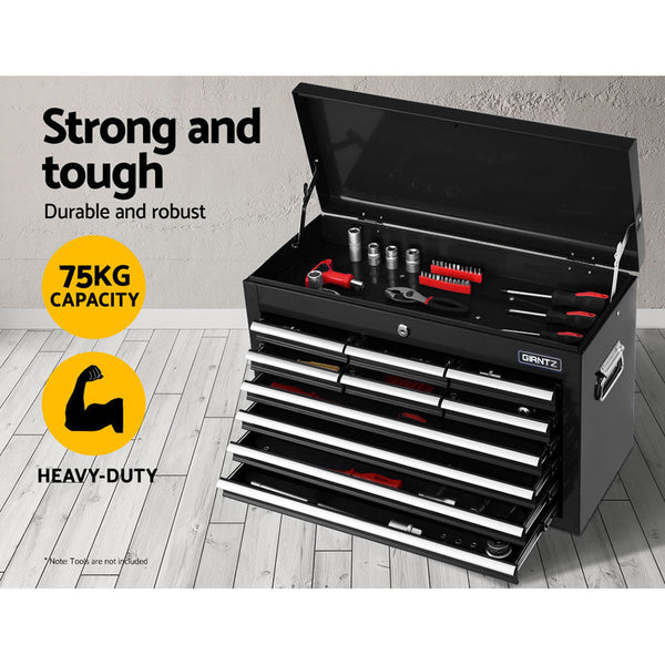 Giantz 10 Drawer Tool Box Chest Cabinet Garage Storage Toolbox Black Tool Cabinets & Cupboards