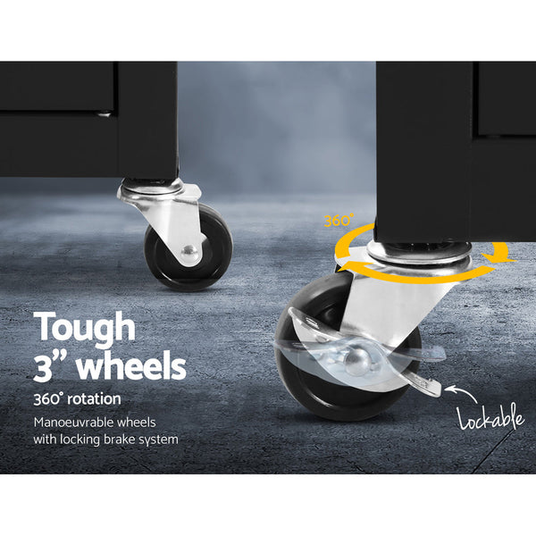 Giantz 15 Drawer Tool Box Cabinet Chest Trolley Toolbox Garage Storage Tool Cabinets & Cupboards