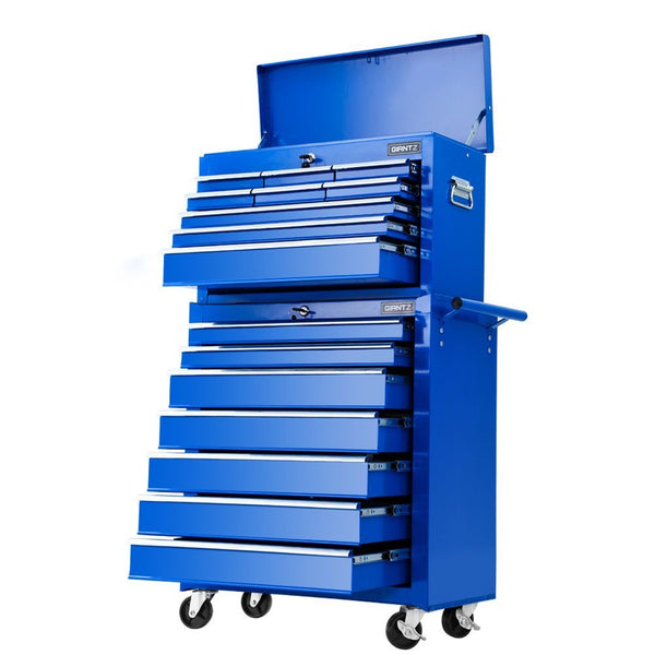 Giantz Tool Chest And Trolley Box Cabinet 16 Drawers Cart Garage Storage Blue Tool Boxes