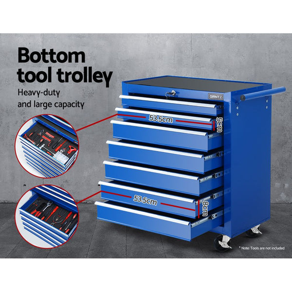 Giantz Tool Chest And Trolley Box Cabinet 16 Drawers Cart Garage Storage Blue Tool Boxes
