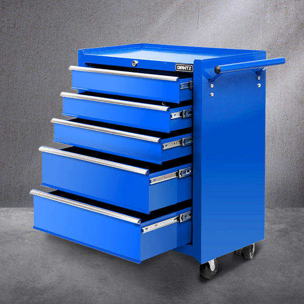 Giantz 5 Drawer Mechanic Tool Box Cabinet Storage Trolley Blue Heavy Duty Large Tool Boxes