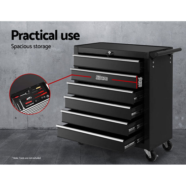Giantz 6 Drawer Tool Box Cabinet Chest Trolley Cart Garage Toolbox Storage Tool Cabinets & Cupboards