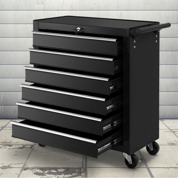 Giantz 6 Drawer Tool Box Cabinet Chest Trolley Cart Garage Toolbox Storage Tool Cabinets & Cupboards