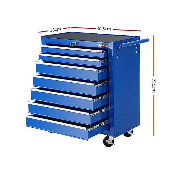 Giantz Tool Chest And Trolley Box Cabinet 7 Drawers Cart Garage Storage Blue Tool Cabinets & Cupboards