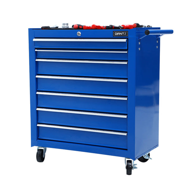Giantz Tool Chest And Trolley Box Cabinet 7 Drawers Cart Garage Storage Blue Tool Cabinets & Cupboards