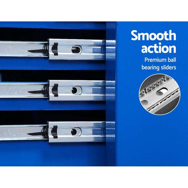 Giantz Tool Chest And Trolley Box Cabinet 7 Drawers Cart Garage Storage Blue Tool Cabinets & Cupboards