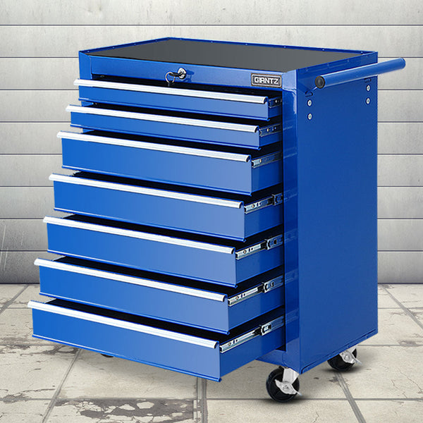 Giantz Tool Chest And Trolley Box Cabinet 7 Drawers Cart Garage Storage Blue Tool Cabinets & Cupboards