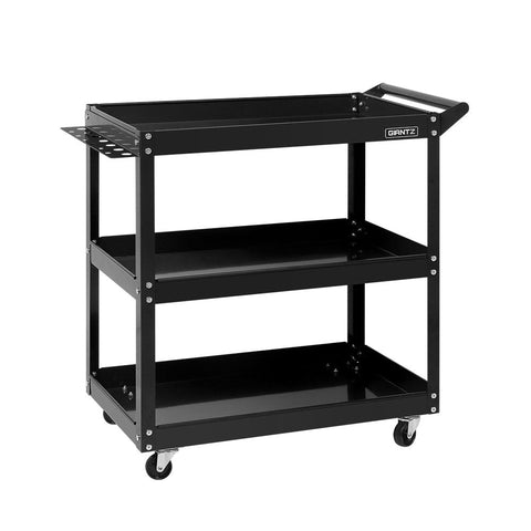 Giantz Tool Cart 3 Tier Parts Steel Trolley Mechanic Storage Organizer Black Tool & Equipment Trolleys