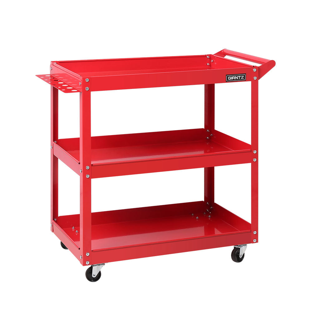 Giantz Tool Cart 3 Tier Parts Steel Trolley Mechanic Storage Organizer Red Tool & Equipment Trolleys