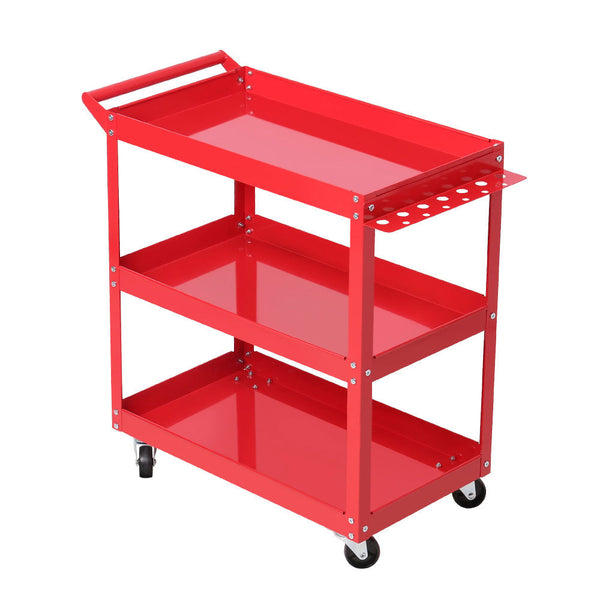 Giantz Tool Cart 3 Tier Parts Steel Trolley Mechanic Storage Organizer Red Tool & Equipment Trolleys
