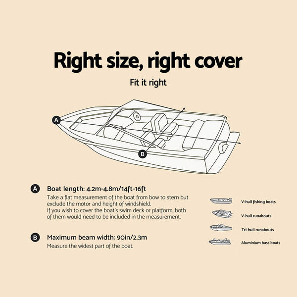 14 16 Foot Waterproof Boat Cover Grey Boat Covers