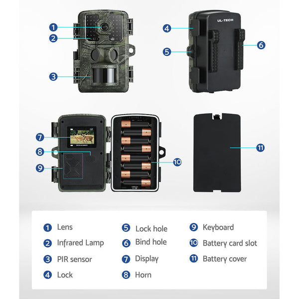 Ul Tech Trail Camera 4K 16Mp Wildlife Game Hunt Security Pir Night Vision Security Cameras