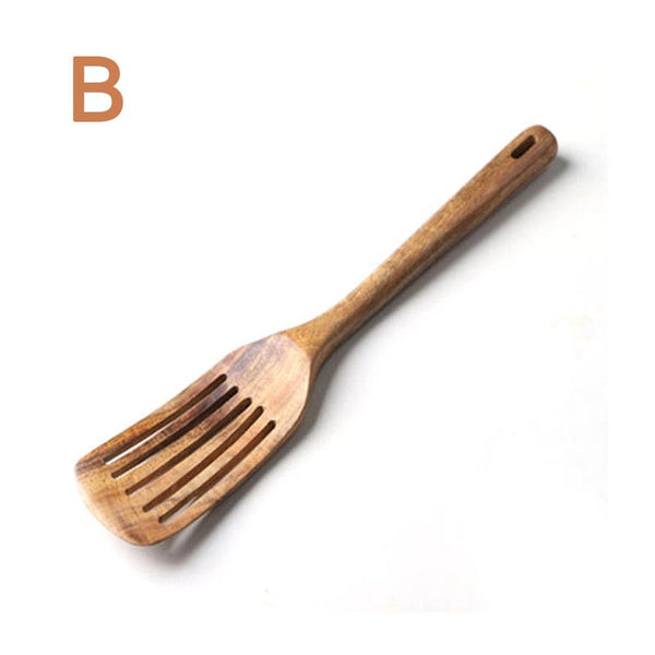Teak Long Handled Spatula Household Solid Wood Non Stick Pan Cooking Shovel Lengthened Kitchen Wooden Kitchenware