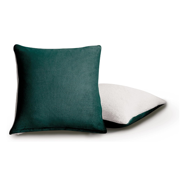 Teddy Sherpa Twin Pack European Pillowcases Soft Reversible Velvet & Cushion Covers Machine Washable With Zipper Closure 65X65cm Charcoal Pillow Cases